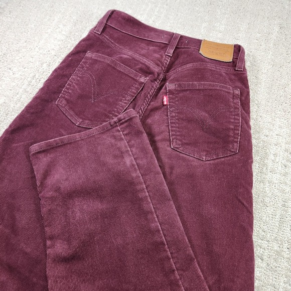 Levis Premium Corduroy Pants Women 25 Ribcage Straight Ankle Wide Leg Cotton - Picture 2 of 12